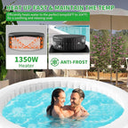 2-4 Person Inflatable Hot Tub, Round Blow Up Portable Hot Tub, Leak-Proof PVC Outdoor Spa with 120 Strong Air Jets, Heater Pump and Insulated Cover, 71” X 71”X 25”