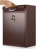 Yaocom Locking Mailbox with Key for Outdoor 18 x 15 x 7 Inches Large Wall Mount Mail Box with Lock Security Mail Drop Metal Collection Boxes Hanging Secure Postbox (Brown)