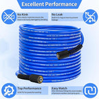 Pressure Power Washer Hose 100 FT x 1/4", Super Flexible Kink Resistant Car Washer Replacement with M22 Fittings & 3/8" Quick Connect Adapters for Ryobi Troy Bilt Flexzilla Greenworks & More, 4200PSI