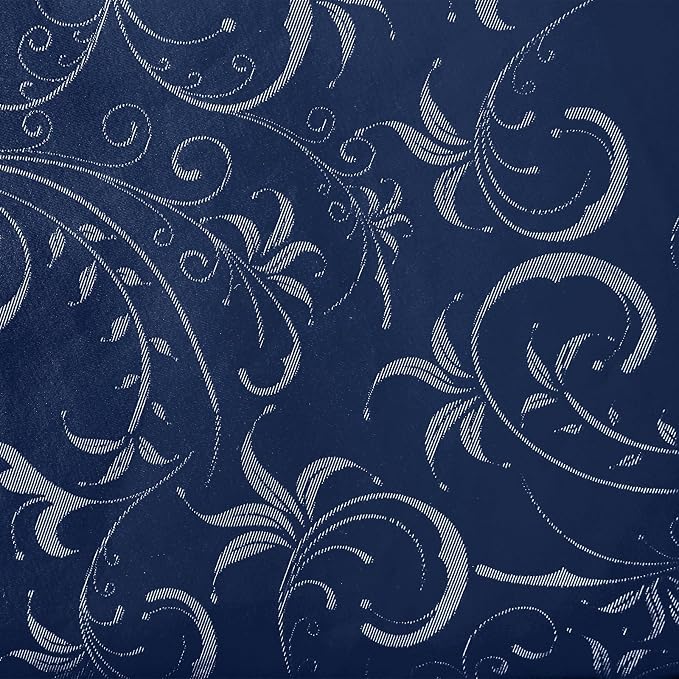 Smiry Rectangle Waterproof Heavy Duty Vinyl Tablecloths, 60 x 120 Inch | Wipeable Washable Floral Embossed Table Cover for Kitchen and Dining Room, Indoor & Outdoor Use, Dark Blue