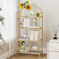 Bookcase Bookshelf, Tempered Glass Bookshelves, Slim Shelving Unit for Bedroom, Bathroom, Home Office, Steel Frame, 4 Tier Gold BC21499G