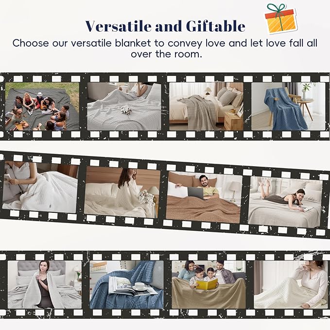 PHF 100% Cotton Waffle Weave Blanket Twin Size, Soft Lightweight Breathable Cozy Summer Blankets for Bed, Luxury Aesthetic Woven Bedding for Home Decor, 66"x90", Canyon Clay