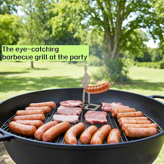 4 PCS Funny BBQ Stand Man Hot Dog Holder-Reusable Stainless Steel Hotdog and Sausage Stand-Portable Hot Dog Roaster-Barbecue Grill Accessories-Ideal For Camping And Party Gifts (6)