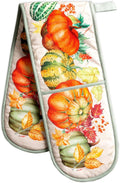 Maison d' Hermine Double Oven Mitts 100% Cotton Double Oven Glove (7"x35") | Heat Resistant BBQ Cooking Gloves with Loop Baking Kitchen Home Hotel Farmhouse Thanksgiving Christmas - Lumina