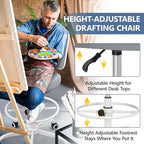 Primy Office Drafting Chair Armless, Tall Office Desk Chair Adjustable Height and Footring, Mid-back Ergonomic Standing Desk Chair Mesh Rolling Tall Chair for Art Room, Office or Home(Gray)