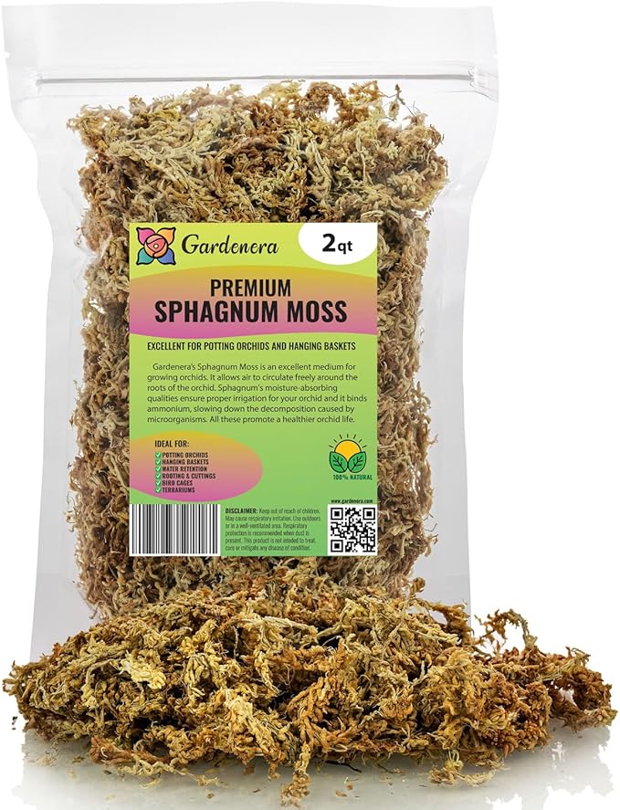 Premium Grade Sphagnum Moss by Gardenera - Organic Hand Mixed New Zealand Long Fibered Sphagnum Moss Orchid - 2 Quart