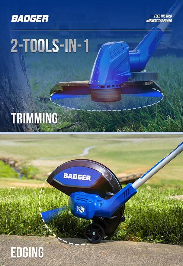 WILD BADGER POWER Weed Wacker 40V 13'' Cordless 2 in 1 String Trimmer/Edger with Auto Feed, 2.0Ah Battery and Charger, 2 Pack Trimmer Line