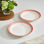 Portmeirion Potter's Stripe 8" Dinner Plate (Set of 4) - Handcrafted Earthenware Plates with Accent Rim, Microwave & Dishwasher Safe - Ideal Tableware for Modern & Traditional Dining (Red Stripe)