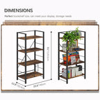 4NM Bookshelf 4 Tier Industrial Bookcase Home Office Adjustable Bookshelves Storage Shelves Organizer Vintage Book Shelf Display Rack for Living Room, Bedroom,Home - Rustic Brown