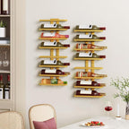 Hoctieon 8 Tier Wall Mount Wine Rack, Wall Racks for Wine Bottles Display and Storage, Hanging Bottle Organizer for Living Room, Dining Room, Wine Cellar, Bar, Gold