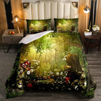 Erosebridal Magical Comforter Set Twin Size Mushroom Bedding Set Daisy Leaves Branches Sunset Nature Duvet Set Cute Style Quilted Duvet Home Room Decorative