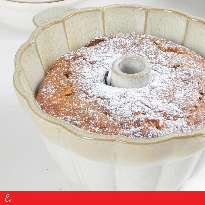 Emeril Lagasse Fluted Cake Pan Stoneware 9.5 in – Pound Cake Baking Pan, Perfect for Baking Delicious Cakes!