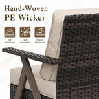 8 Pieces Patio Furniture Set,Outdoor Loveseat Sofa & High Back Swivel Rocker Patio Chairs, Wicker Conversation Set with Coffee Table and Side Table for Deck Yard and Poolside