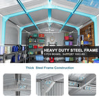 10x16 FT Metal Outdoor Shed Extra Large Waterproof Tools Storage House with Skyview Windows Air Vent Reinforced Frame for Outside Garden Backyard to Store Bikes,Lawnmower,Garage,Dark Grey