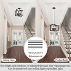 ANKYLHUA Black Chandelier,6-Lights Ceiling Light Fixture E12,Adjustable Hight Pendant Lights Kitchen Island,Chandeliers for Dining Room Bedroom,Entryway,Foyer