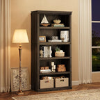 GAOMON 5 Tier Bookcase, Farmhouse Book shelf with Storage Open Display Bookshelves, 67.4" Tall Book Case Wooden 5 Shelf Bookcase Home Decor Furniture for Home Office, Living Room, Bed Room - Oak