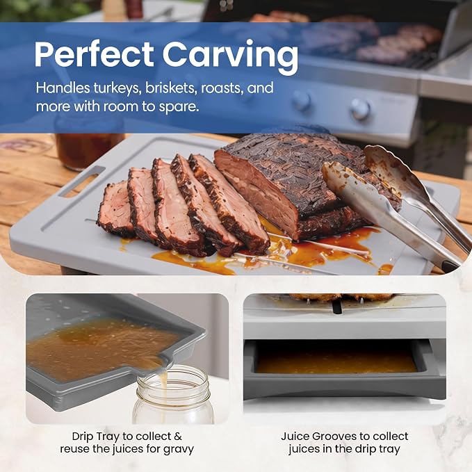 Karving King XL Cutting Board - Juice Groove, Drip Tray & Removable Board
