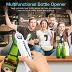 Jar Opener for Seniors with Arthritis, 7 in 1 Bottle Opener and Wine Corkscrew, Easy Grip Kitchen Gadget for Weak Hands Elderly, Retractable Jaw Lid Opener with Magnetic Storage (Off-White)