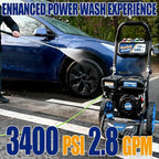 TOOLCY Gas Pressure Washer 3400 PSI & 2.8 GPM Max, High-Powered 212cc Engine, Enhanced Pump, 50FT Pressure Hose, Onboard Soap Tank, Foldable Handle, Kink-Less Swivel Spray Gun & 5 Nozzle Tips