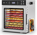 Suteck 400W Food Dehydrator with 10 Trays for Jerky, Fruit, Veg, Meat | Stainless Steel, 4 Presets, Strong Dual Fans & 360° Airflow, 85°F–195°F, 48H Timer, Built-in Light, Quiet