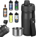 5 In 1 Beer Can Cooler Bottle Holder with Drinking Spout Lid for 12oz Regular, Slim Skinny Cans Bottles,Sealed Insulated Double Wall Vacuum Stainless Steel Can Keeps Your Drinks Cold(Black)