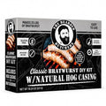 Bearded Butchers Classic Bratwurst Sausage Kit, Hog Casing & Seasoning | Makes 25 lbs of brats - Includes hog casing 32-35mm (65 ft), 9 oz seasoning, gluten free, no MSG or sugar, no cure needed