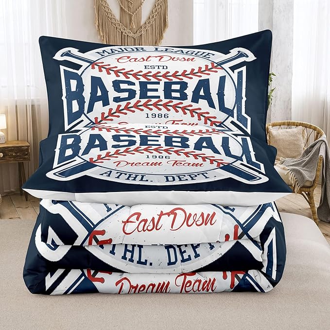 Bodhi Kids Comforter Set Queen,Sports Boys Comforter Set,Baseball Comforter Set Queen,Boys Baseball Bedding Set for Kids,Teen Boy Comforter Bedding Set Queen with Pillowcases