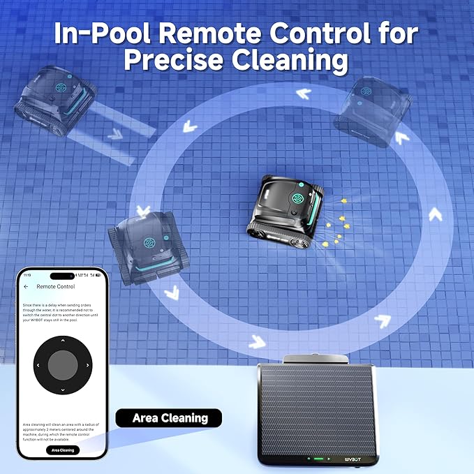 (2025 New) WYBOT S2 Solar Vision Robotic Pool Vacuum Cleaner, AI Vision, Smart Auto Docking, Dual Charging, Scheduled & Area Cleaning, 3D Adsorption for In-Ground Pools, Grey&Green
