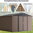 Favfurish Outdoor Storage Shed 10 x 10 FT,Heavy Duty Tool Sheds Metal Storage Garden Shed with Sloped Roof and Lockable Doors,Large Metal Storage Sheds for Backyard Patio Lawn, Brow