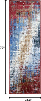 Superior Indoor Non-Slip Area Rug, Modern Home Floor Decor, Throw for Living Room, Bedroom, Office, Entryway, Kitchen, Dining, Foam Backed Rugs, Arona Collection - 2' 7'' x 6', Multicolor