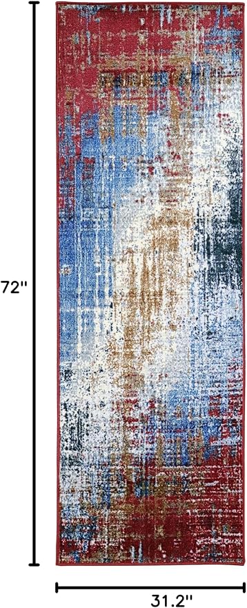 Superior Indoor Non-Slip Area Rug, Modern Home Floor Decor, Throw for Living Room, Bedroom, Office, Entryway, Kitchen, Dining, Foam Backed Rugs, Arona Collection - 2' 7'' x 6', Multicolor