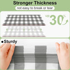 10 Packs Buffalo Disposable Table Cloth, 54 x 108 Inch Waterproof Plastic Tablecloth, Rectangle Grey and White Checkered Table Covers for Picnic, Birthday, Party, Back to School