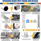 HOTEEL 10x15 Pop up Canopy Tent for Parties, Heavy Duty Easy Setup Tent Without Sidewalls, Outdoor Commercial Instant Gazebo for Wedding Event, with Roller Bag & Sand Bags, Grey(Hexagonal Frame)