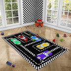 Car Rug Race Car Rug Car Track Rugs for Boys Race Track Carpet Race Car Track Rug Car Rug for Boys Room Car Rug Play Mat Car Carpet for Kids Rugs for Boys Bedroom,Black 5'×7'