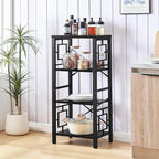 Bookshelf, Vintage Industrial 4 Tier Bookshelf, Freestanding Narrow Bookcase with Rustic Wood and Metal, Small Bookshelf for Home Office, Bedroom & Living Room, Black