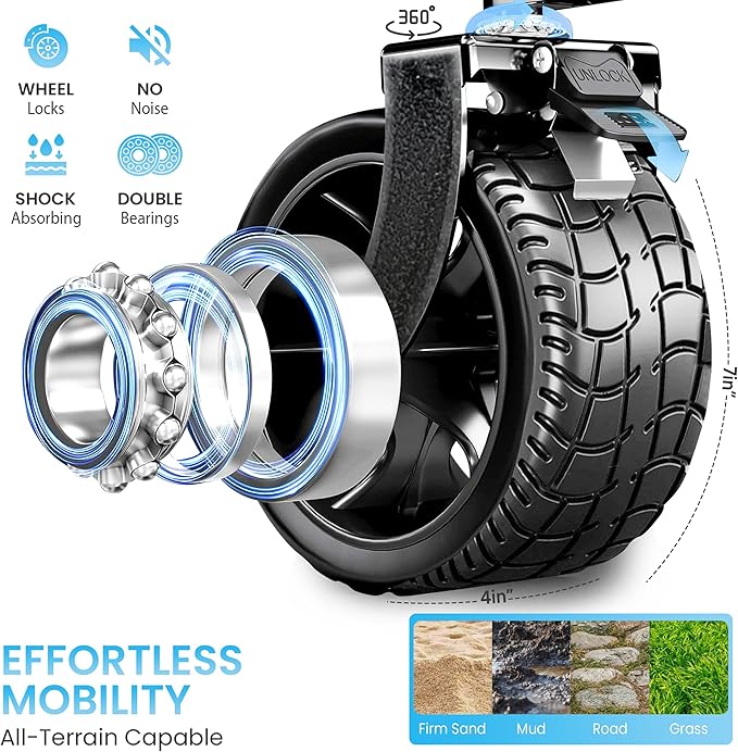 36" Collapsible Wagon Cart with Big All-Terrain Beach Wheels, Foldable Heavy Duty Wagons, Utility Carts for Camping, Garden, Outdoor, Grocery, Sports, Free Packable Backpack Included