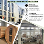 Customize Wood Burning Outdoor Sauna 2-3 Person, Customize Outdoor Steam Saunas, Panaromic Glass, Outside Sauna Room with Backrest Headrest, Wood Stove Saunas (0-195℉)