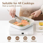 SENSARTE Nonstick Ceramic Grill Pan with Lid, Grill Pan for Stove Tops, Square Grilling Pan with Pour Spouts, Durable Grill Skillet for All Stoves, Steak Bacon Pan, Non Toxic PTFE,PFAS,PFOA Free