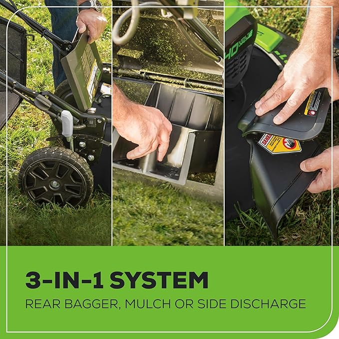 Greenworks 40V 21" Push Mower, 5.0Ah USB Battery