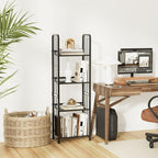 Bookshelf Vertical Storage Freestanding Storage Stand for Living Room, Bedroom, Kitchen, Rust Resistance, Easy Assemblyl Free CombinationMulti-Functional Organizer (4 Tiers, Black)