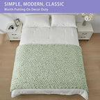 Bigacogo Chunky Knit Throw Blanket for Couch, 40x80 inches, 100% Hand Knitted with Thick Jumbo Chenille Yarn, Cozy Soft Large Rope Knot Cable Crochet Blankets for Sofa Bed Living Room, Sage Green
