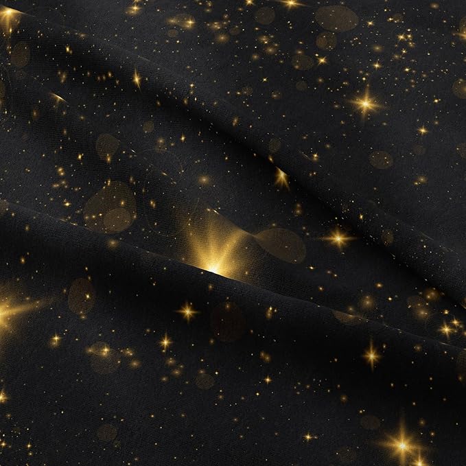 Tailor Shop Glitter Bedding Sets Full Size Black and Glod Comforter Sets for Kids Boys Teens Star Glitter Comforter Sets Twinkle Starlight Comforter Sets with 1 Comforter 1 Pillowcases