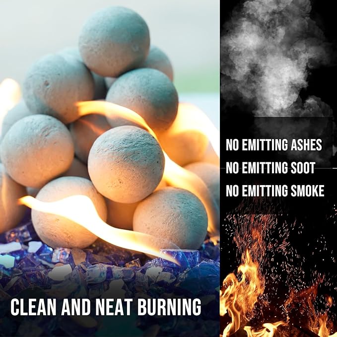 Skyflame 2" Fireplace Balls for Gas Fireplace, 25-Pack Round Ceramic Ball Set for Indoor/Outdoor Fire Pits/Fireplaces Home Decor Accessory, Gray