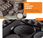 storageLAB 6-Piece China Storage Set | Plates, Mugs & Wine Glasses | Gray | Most complete set - plates, mugs & wine glasses for 12. Hard shell, felt-lined, stackable. Full china system in one.