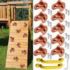 10 Rock Wall Climbing Holds Extra Large with 2 Handle,DIY Rock Climbing Grips with Mini Wrench for Indoor Outdoor Playground Play Set(Brown)