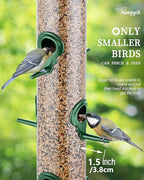 Bird Feeders for Outdoors Hanging,Finch Feeders for Outside,Chew-Proof Hanging Bird Feeder,Rust-Proof Birdfeeder,Squirrel Proof 6 Ports Metal Bird Feeder,14 Inch,1 Pack,Green