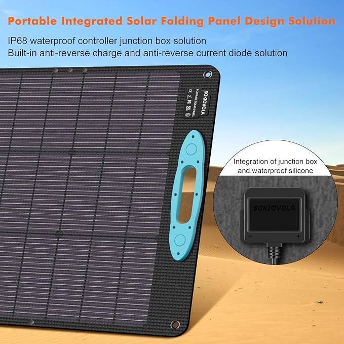 100W Portable Solar Panel for Power Station,ETFE Portable Foldable Solar Charger NextGen 25% High Conversion IP68 Waterproof Solar Panel for Camping Outdoor RV Blackout