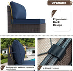 13PCS Patio Furniture Sectional Sofa Set PE Rattan Patio Conversation Set w/43in Gas Fire Pit Table, Outdoor Furniture with 55000 BTU Propane Fire Pit, Navy Blue