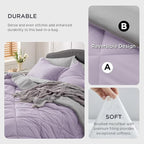 Bedsure Light Purple Queen Comforter Set - 7 Pieces Reversible Queen Bed in a Bag, Queen Bed Set Light Purple and Grey with Comforters, Sheets, Pillowcases & Shams