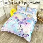 CVHOUSE Butterfly Queen Comforter Set for Girls Teens.Butterfly Queen Bedding Set,Butterflies Bedspread,Butterfly Duvet,Butterfly Bed Set,Butterflies Quilt Set 3 Pcs 1 Comforter and 2 Pillowcases